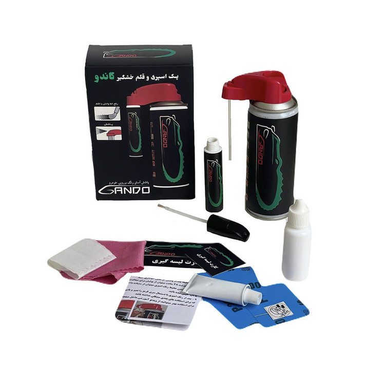 پک اسپری و قلم خشگیر بدنه خودرو گاندو سفید کد رنگ 1S08-ST320P