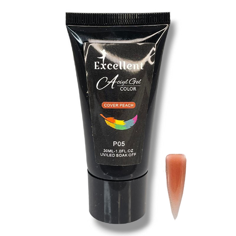 پلی ژل کاشت ناخن اکسلنت مدل Cover Peach P05 حجم 30 میلی لیتر