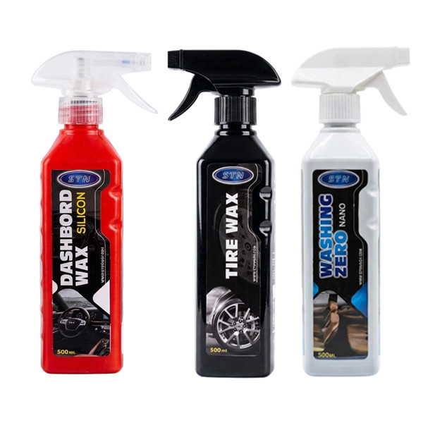 اسپری صفرشوی نانو اس تی ان مدل STN Zero Wash حجم 500 میلی لیتر به همراه اسپری واکس لاستیک و اسپری واکس داشبورد