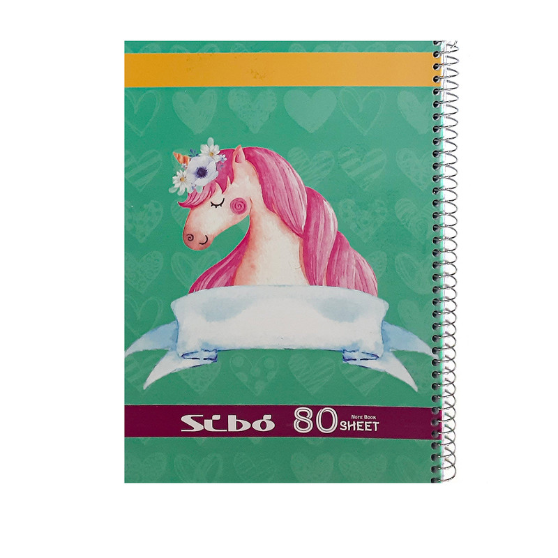 دفتر مشق 80 برگ سیبو مدل پونی طرح تاج گل کد s2-43