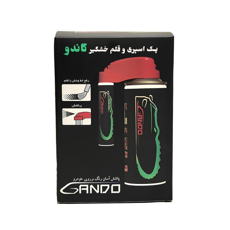 پک اسپری و قلم خشگیر بدنه خودرو گاندو سفید کد رنگ 29020R