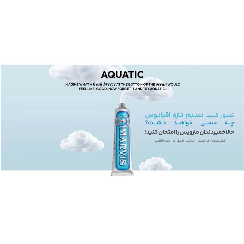 خمیر دندان کاهش دهنده جرم مارویس مدل AQUATIC MINT با طعم نعنای دریایی حجم 25 میلی لیتر