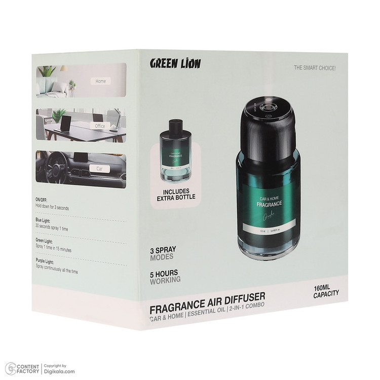 خوشبوکننده خودرو گرین لاین مدل fragrance 2in1 combo با رایحه Fresh Air حجم 160 میلی لیتر