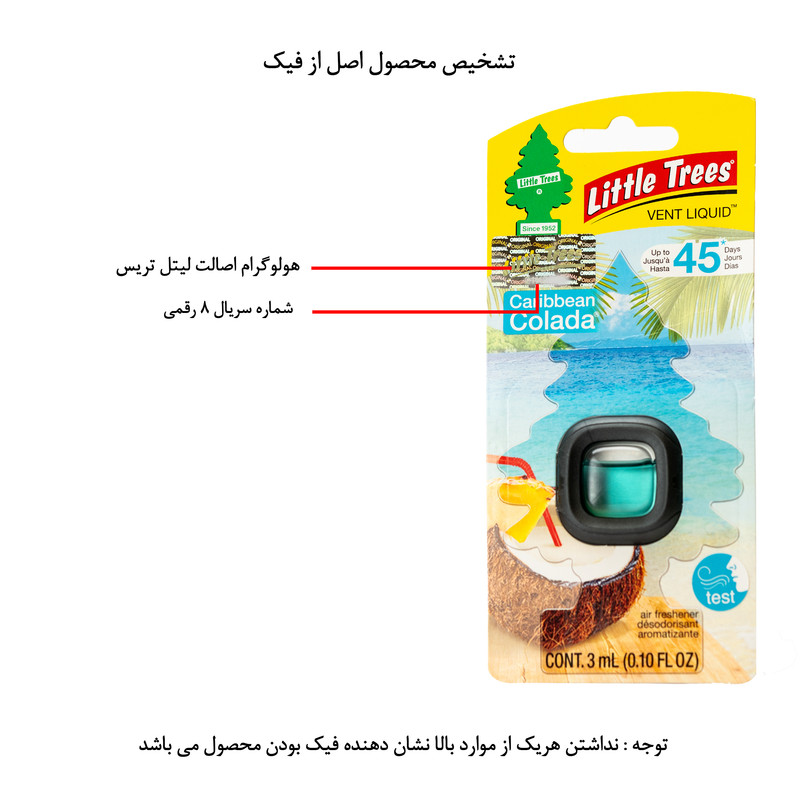 خوشبوکننده خودرو لیتل تریس مدل VENTLIQUEID رایحه Caribbean Colada