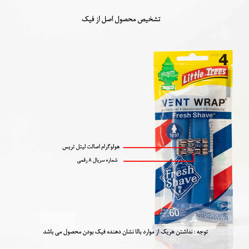 خوشبوکننده خودرو لیتل تریس مدل VENT WARP رایحه Fresh Shave بسته 4 عددی