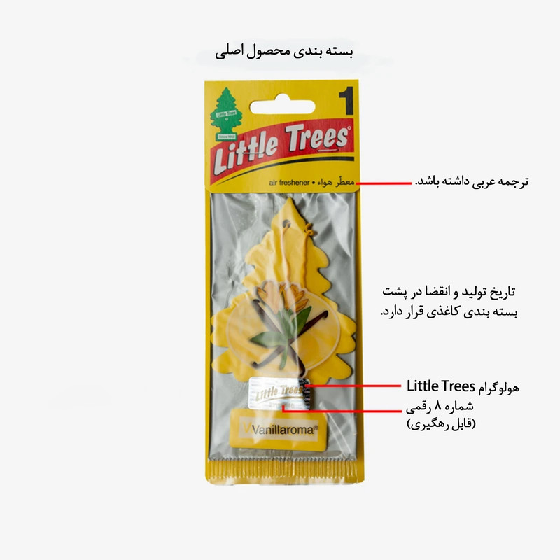 خوشبوکننده خودرو لیتل تریس مدل Trees رایحه Vanillaroma بسته 3 عددی