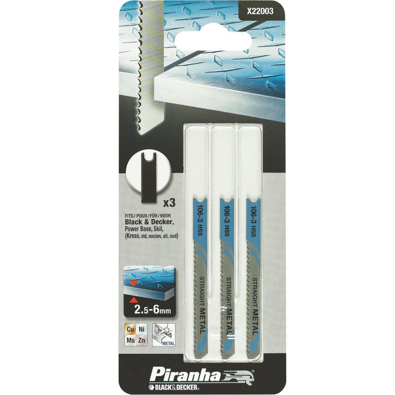مجموعه تیغه اره عموبر فلز بلک اند دکر سری Piranha مدل X22003 بسته سه عددی