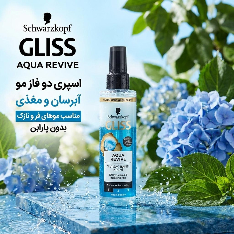 اسپری دو فاز مو گلیس مدل revive - aqua 203 حجم 190 میلی لیتر
