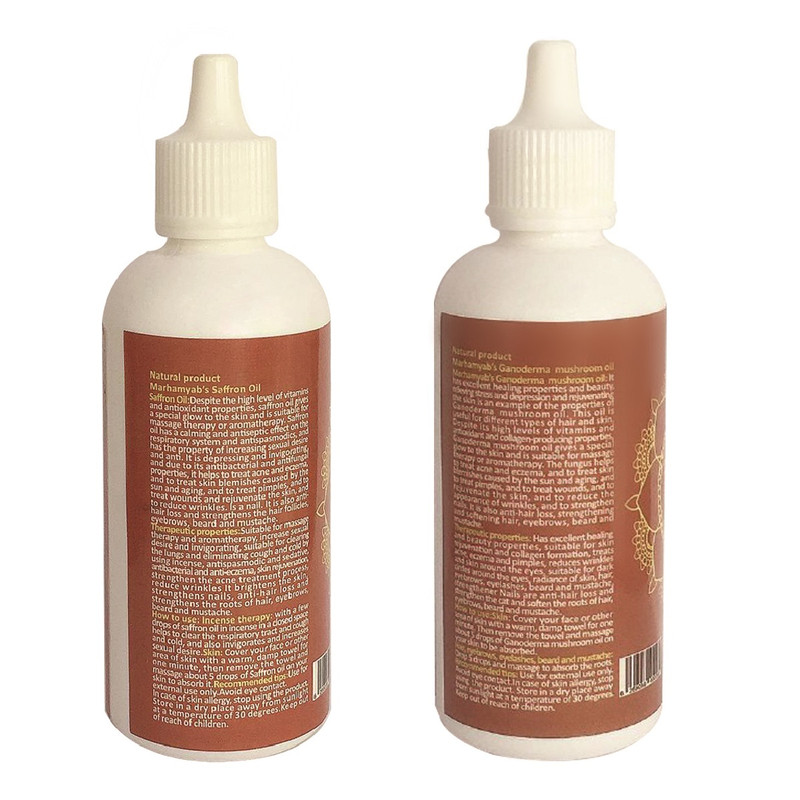 روغن تقویت کننده مو ، مژه و ابرو مرهم یاب مدل زعفران و گانودرما حجم 80 میلی لیتر مجموعه 2 عددی