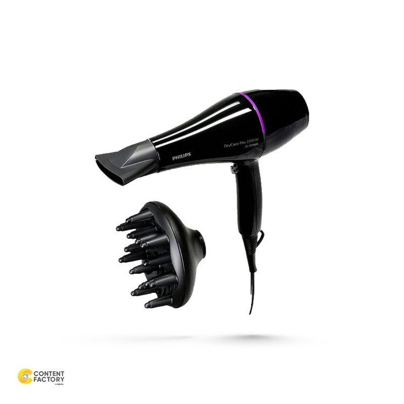 سشوار حرفهای 2200 وات فیلیپس مدل BHD274، موتور AC، وزن 600 گرم، دارای سری متمرکزکننده باریک، متمرکزکننده پهن با ویژگی حجمدهندگی، با قابلیت باد سرد، فناوری تولید یون