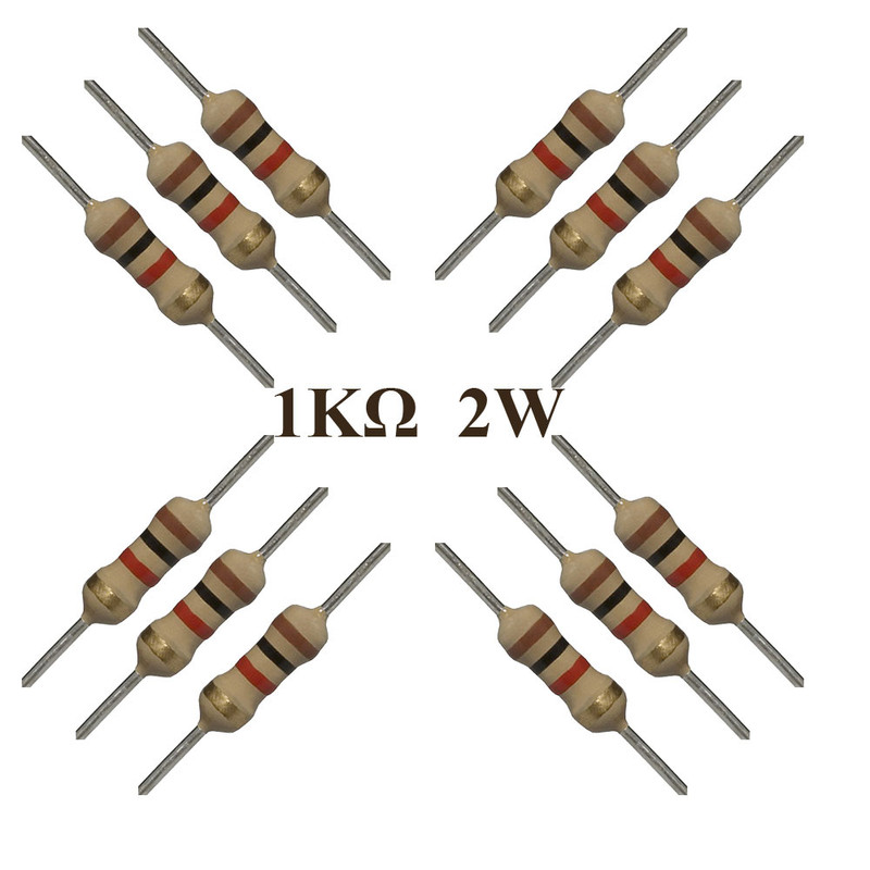 مقاومت 1کیلو اهم 2وات مدل 1K-2w بسته 12 عددی