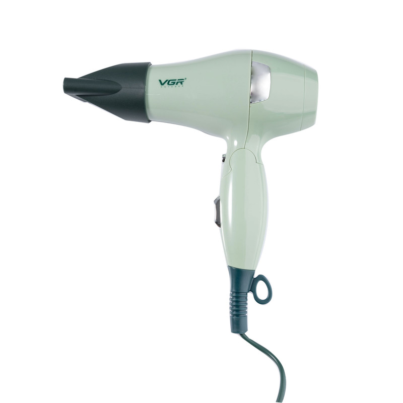 سشوار مسافرتی وی جی ار مدل V-432 با توان 1000 وات، موتور DC، دو سرعت، قابلیت باد سرد، دسته تاشو، محافظت در برابر گرمایش بیش از حد و طول کابل 1.8 متر