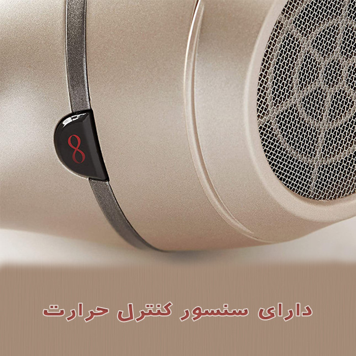 سشوار حرفهای رمینگتون مدل AC8605 با موتور AC، توان 2300 وات، فناوری Unique Color Protect برای محافظت از موهای رنگ شده، قابلیت تولید یون، تنظیم دما در سه حالت، تنظیم سرعت در دو حالت و باد سرد