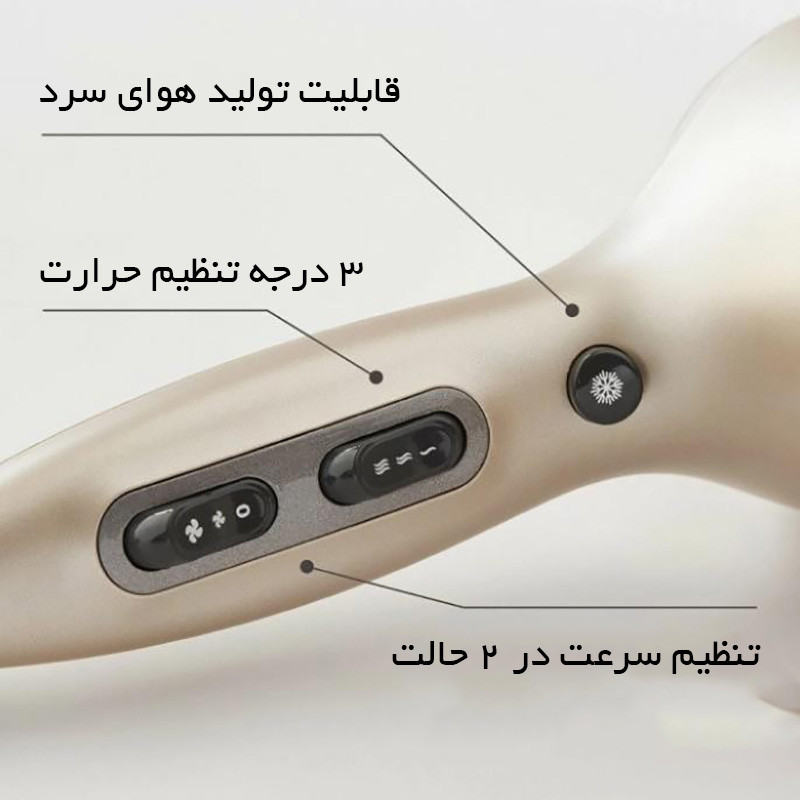 سشوار حرفهای رمینگتون مدل AC8605 با موتور AC، توان 2300 وات، فناوری Unique Color Protect برای محافظت از موهای رنگ شده، قابلیت تولید یون، تنظیم دما در سه حالت، تنظیم سرعت در دو حالت و باد سرد