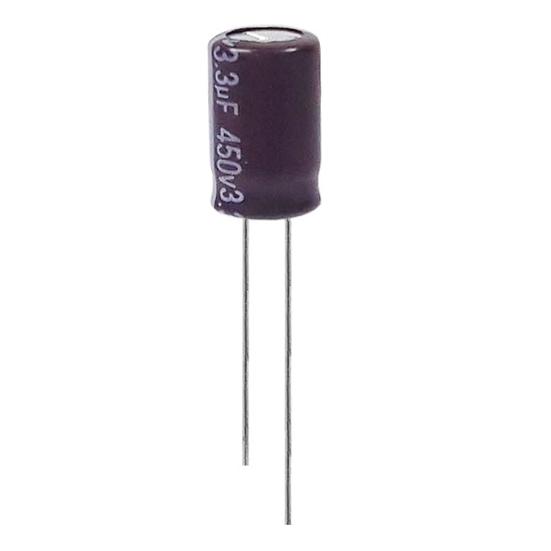 خازن الکترولیت 3.3 میکروفاراد 450 ولت آکسبوم مدل TEC-330450 بسته 4 عددی