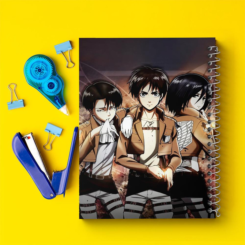 دفتر بولت ژورنال 50 برگ خندالو طرح ارن و میکاسا و لیوای انیمه اتک آن تایتان Attack on Titan کد 10974