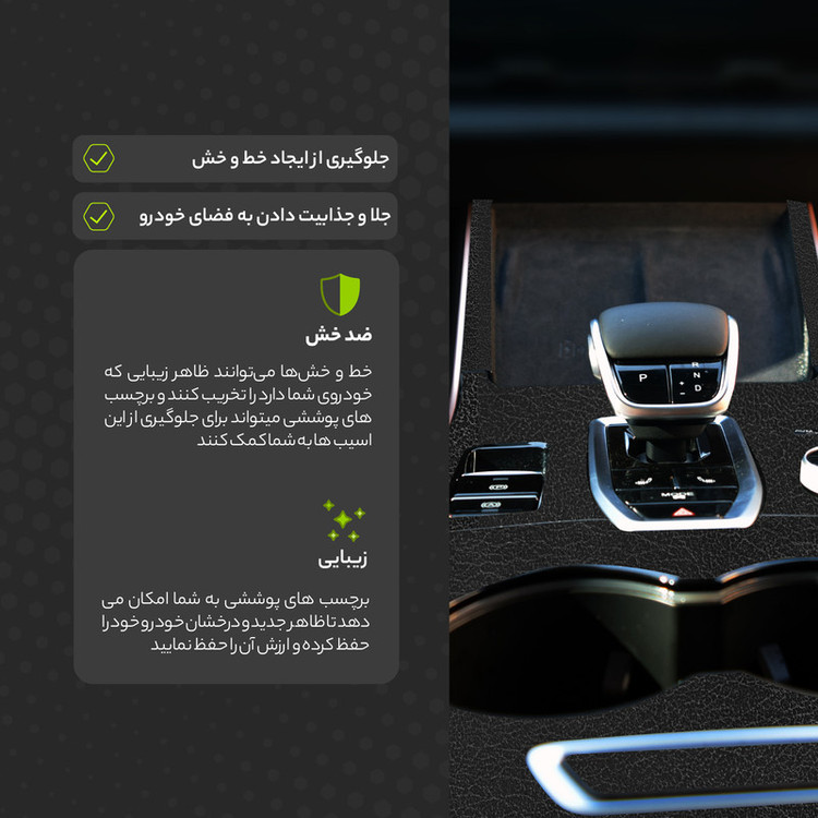 برچسب محافظ کنسول خودرو مولتی نانو طرح چرم مدل X-F1L مناسب برای دنا پلاس مجموعه 50 عددی