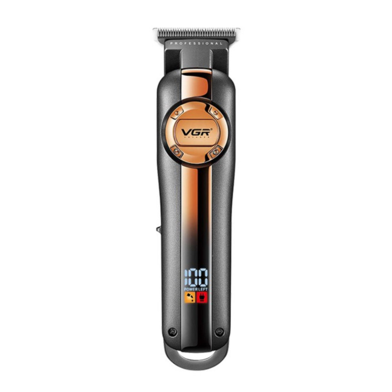ماشین اصلاح موی سر و صورت وی جی ار مدل V-941 با تیغه کربن استیل، موتور قدرتمند، باتری لیتیومی 2000 میلیآمپر، نمایشگر LED میزان شارژ، منبع تغذیه کابل USB، طراحی ارگونومیک، سه عدد شانه تنظیم طول مو، مدت استفاده 250 دقیقه پس از شارژ کامل