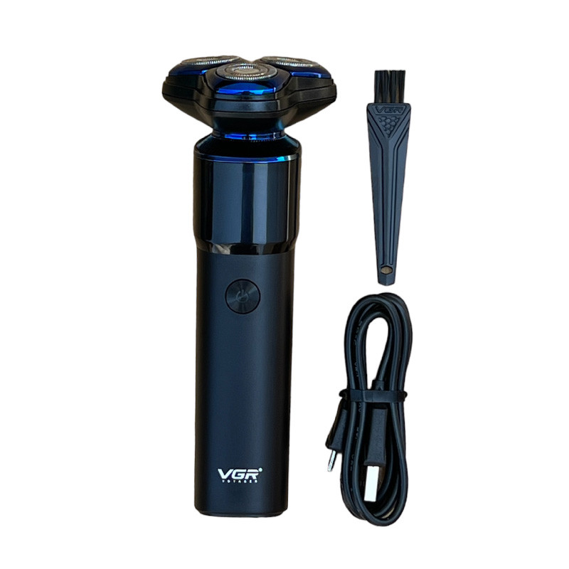 ماشین اصلاح موی صورت وی جی ار مدل V-325 با تیغه کربن استیل و اصلاح فویلی، قابلیت اصلاح با شماره صفر، شارژ از طریق کابل USB، با 60 دقیقه زمان شارژ و 60 دقیقه زمان استفاده