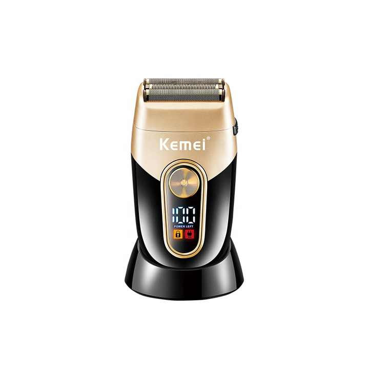 ماشین اصلاح موی صورت کیمی مدل Km-3209 با تیغه استیل ضد زنگ، قابلیت اصلاح با شماره صفر، نحوه اصلاح چرخشی، باتری قابل شارژ با مدت زمان استفاده 180 دقیقه و وزن 260 گرم