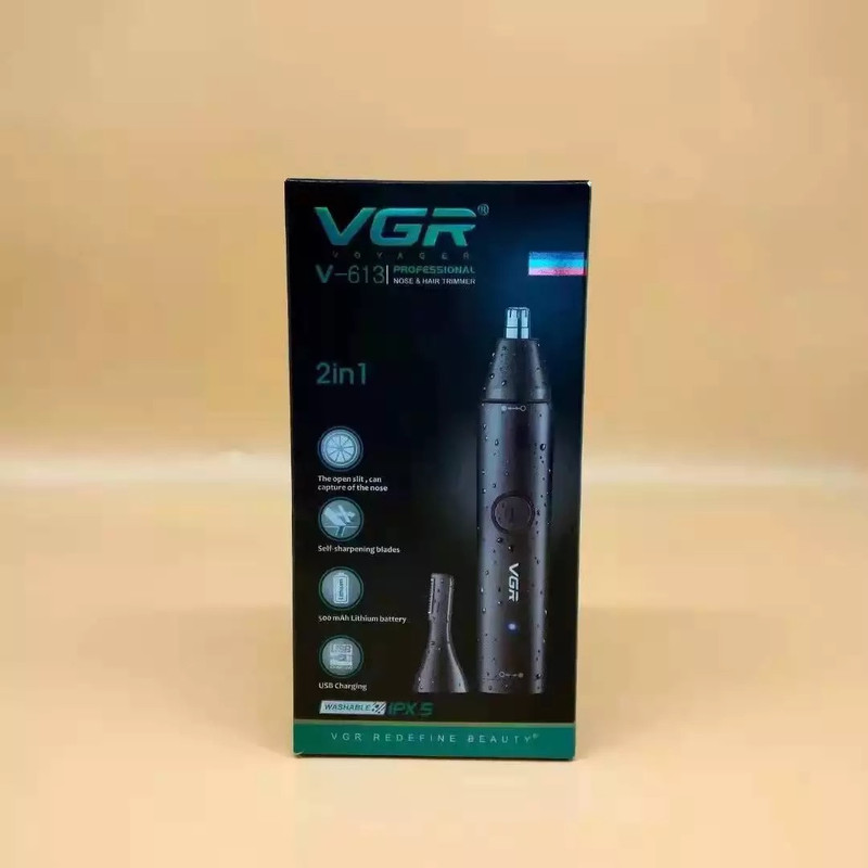 ماشین اصلاح موی سر و صورت وی جی ار مدل V-613 با تیغه استیل ضدزنگ، ضدآب، نحوه اصلاح چرخشی، وزن 100 گرم، مدت زمان استفاده و شارژ 1 ساعت