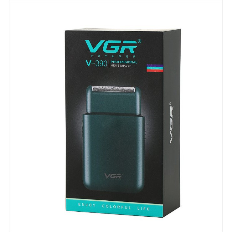 ماشین اصلاح موی صورت وی جی آر مدل V-390 با تیغه استیل ضد زنگ، تکنولوژی شیو فویلی، باتری قابل شارژ با 45 دقیقه زمان استفاده و طراحی ارگونومیک