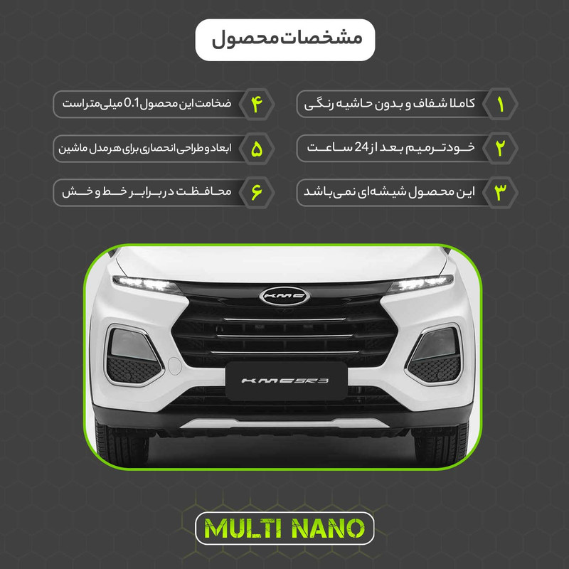 برچسب محافظ چراغ جلو خودرو مولتی نانو مدل X-H1T مناسب برای کی ام سی SR3 مجموعه 2 عددی