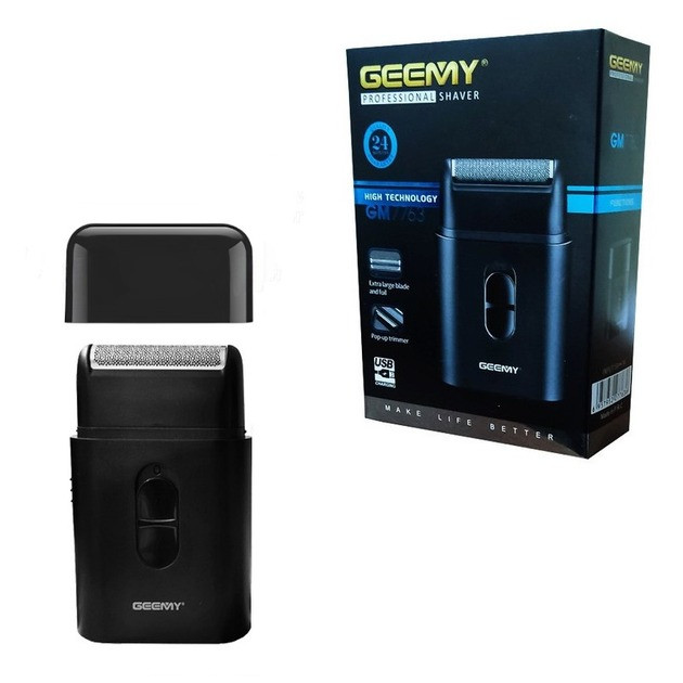 ماشین اصلاح موی صورت جیمی مدل GM7763 با تیغه استیل ضدزنگ، قابلیت صفر زنی، تریمر پاپ آپ، طراحی ارگونومیک، باتری قابل شارژ با 45 دقیقه استفاده پس از شارژ