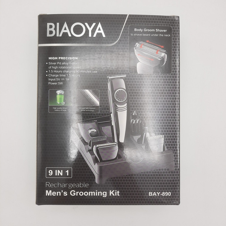 ماشین اصلاح موی سروصورت بیاوا مدل BAY-890، صفر زن، با تیغه استیل ضدزنگ، باتری، به همراه استند شارژ و سری یدک