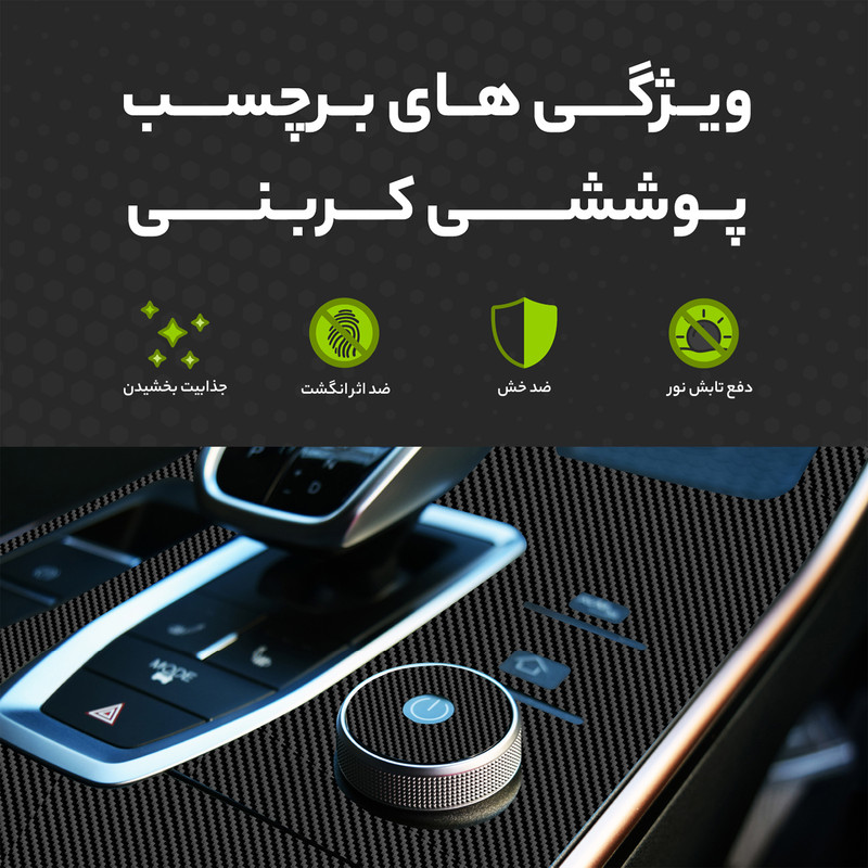 برچسب محافظ کنسول خودرو مولتی نانو طرح کربن مدل X-F1C مناسب برای Tigard X35 مجموعه 25 عددی