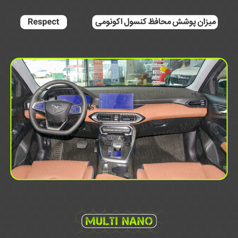 برچسب محافظ مانیتور و کنسول خودرو مولتی نانو مدل X-F1T مناسب برای بهمن Respect مجموعه 9 عددی