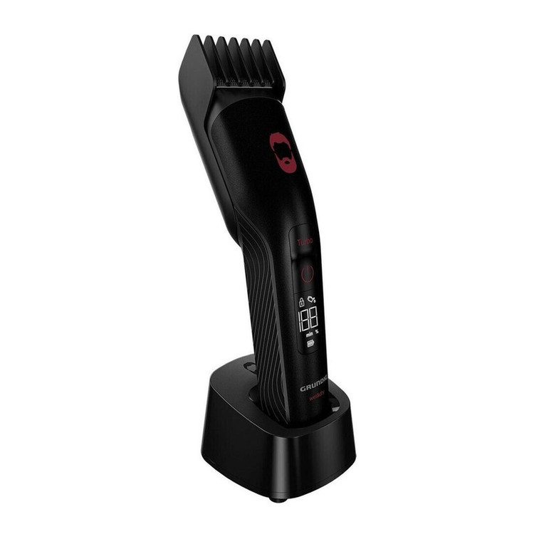 ماشین اصلاح موی سر و صورت شارژی گروندیگ مدل MC 9030 با تیغه تیتانیوم، سنسور هوشمند تنظیم قدرت موتور، حالت توربو، مقاوم در برابر آب، استفاده خشک و مرطوب، نمایش وضعیت باتری، همراه با 3 شانه