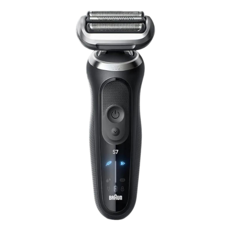 ماشین اصلاح موی صورت شارژی براون مدل series7 72-N4200cs با فناوری AutoSense، تیغههای استیل ضدزنگ، ضدآب، اصلاح صفر زن و خط زن، باتری لیتیوم یون با 60 دقیقه کارکرد، نمایشگر LED، استفاده خشک و مرطوب، همراه با برس تمیزکننده و کیف نگهداری