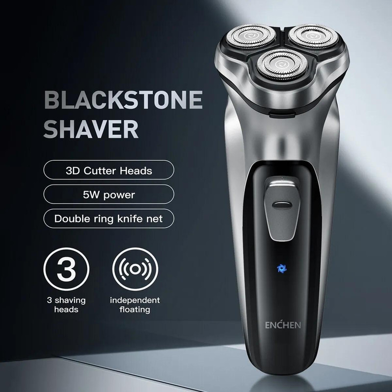 ماشین اصلاح موی صورت ان شن مدل BLACKSTONE 5V 2022 با تیغه استیل ضدزنگ، اصلاح چرخشی، باتری قابل شارژ و قابلیت شارژ سریع با پورت تایپ C، وزن 130 گرم