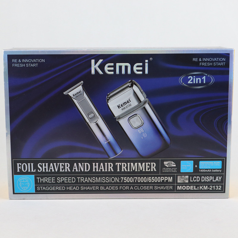 ماشین اصلاح موی سر و صورت شارژی کیمی مدل KM-2132 مجموعه دو عددی