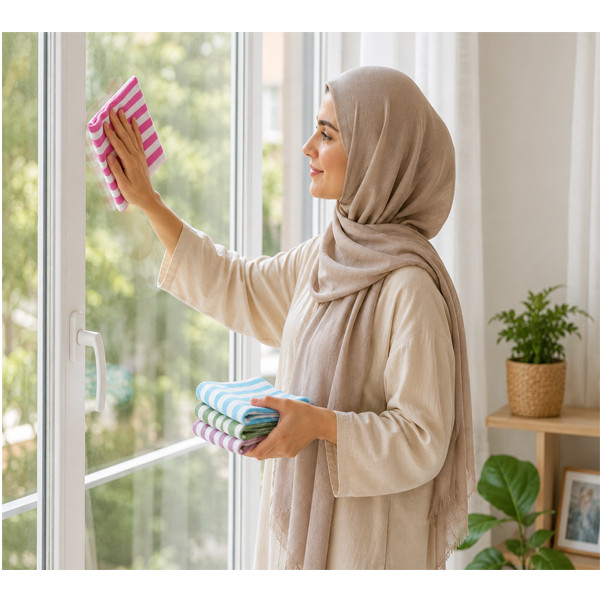 دستمال نظافت خانه و آشپزخانه نخ اسپی توره مدل یزدی کد Queen-55*75 بسته 4 عددی