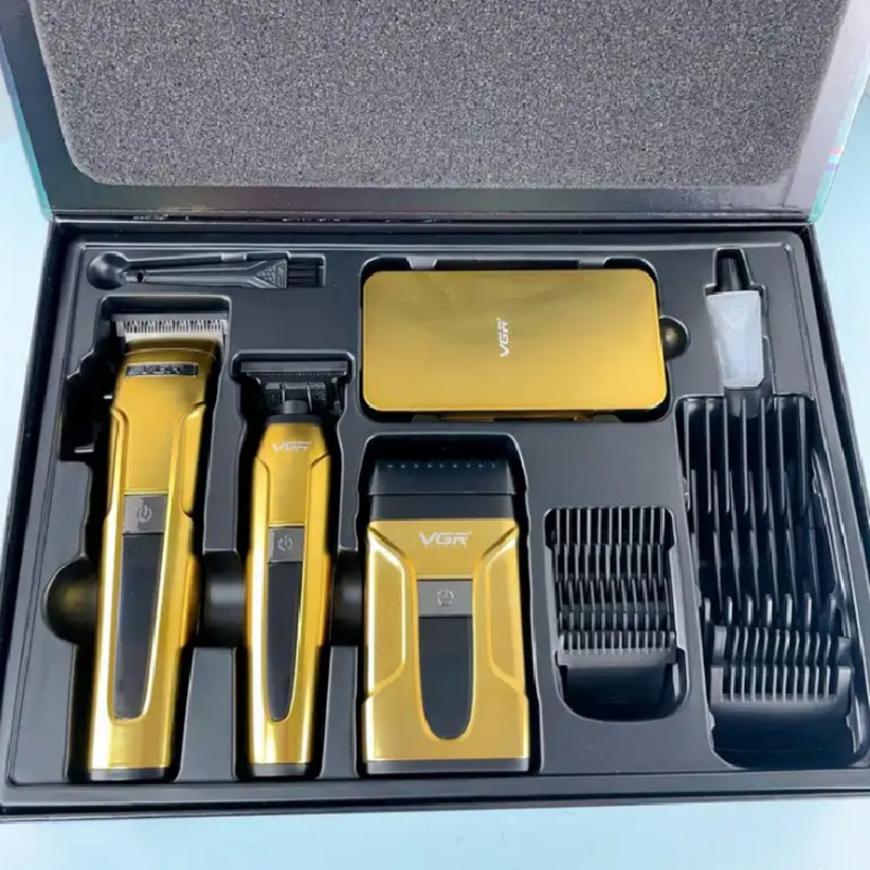 ماشین اصلاح موی سر و صورت وی جی ار مدل v-694 مجموعه 3 عددی