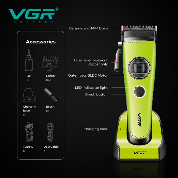 ماشین اصلاح موی سر و صورت شارژی وی جی ار مدل V-880C