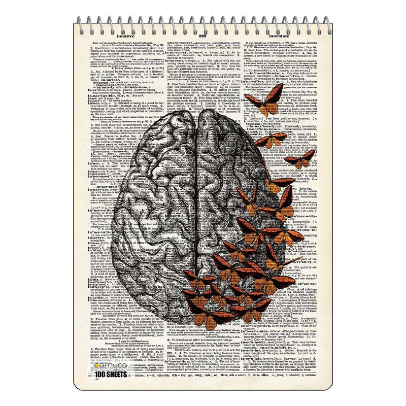دفتر شطرنجی 100 برگ کارنیکا طرح روزنامه وینتج مغز Vintage Newspaper Brain کد 90108