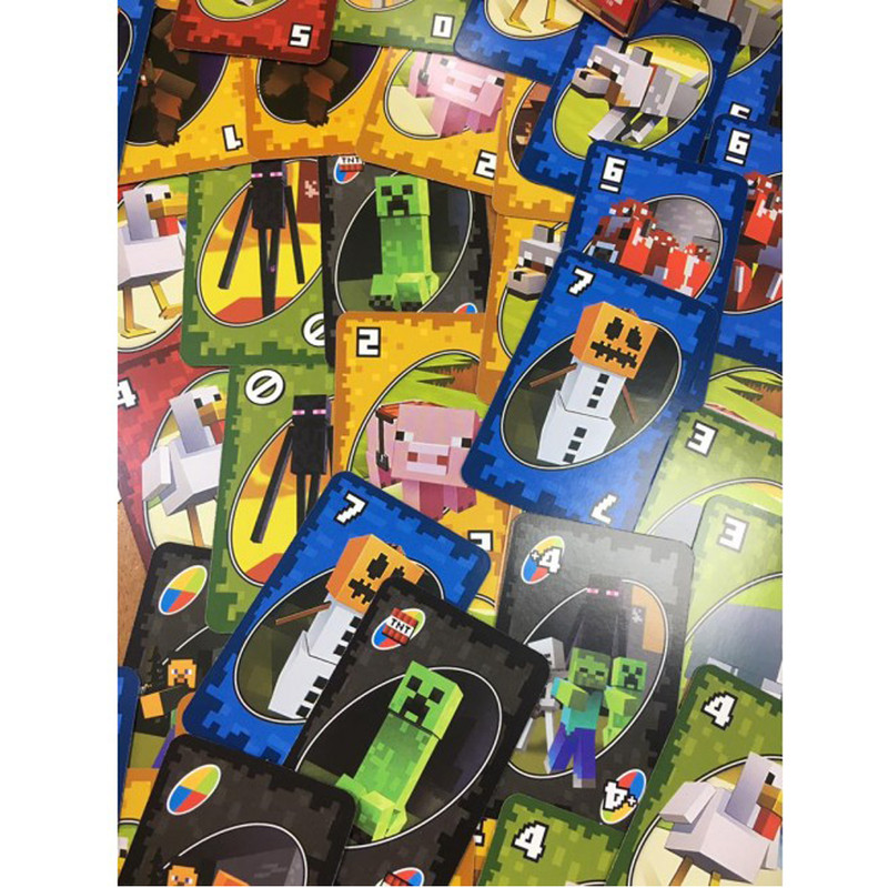 بازی فکری کارتی مدل اونو ماینکرافت مناسب 2 تا 10 نفر، درجه سختی آسان، بازی دورهمی کمتر از 30 دقیقه، تقویت حافظه و تاکتیک بلوفزنی، ساخت ایران