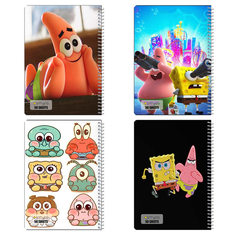 دفتر نقاشی 50 برگ کارنیکا طرح spong bob کد 73430 مجموعه 4 عددی