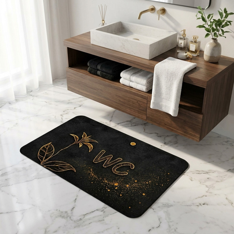 پادری مدل مخمل لوکس طرح سرویس بهداشتی کد M-410 سایز 76x46 سانتیمتر مناسب برای فضای داخلی