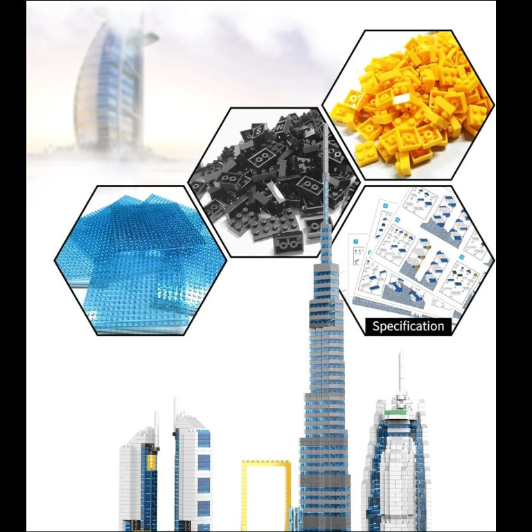 ساختنی 3000 تکه ناب سل مدل معماری برج های دبی 3000PCS/PZS DUBAIBUILDING COLLECTION 32085