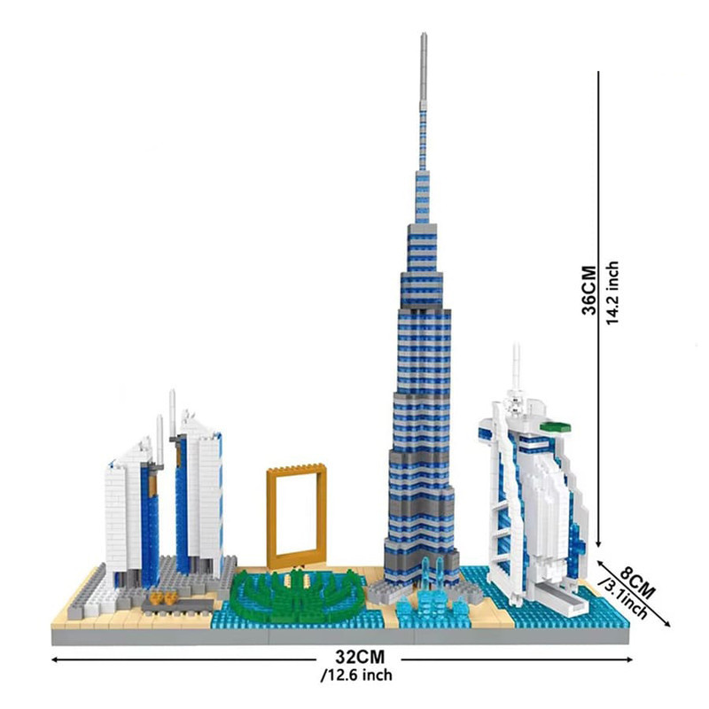 ساختنی 3000 تکه ناب سل مدل معماری برج های دبی 3000PCS/PZS DUBAIBUILDING COLLECTION 32085