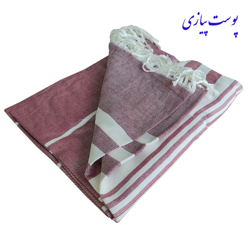 حوله حمام نساجی هنر یزد مدل خط دار ریشه دار سایز 100×180 سانتی متر