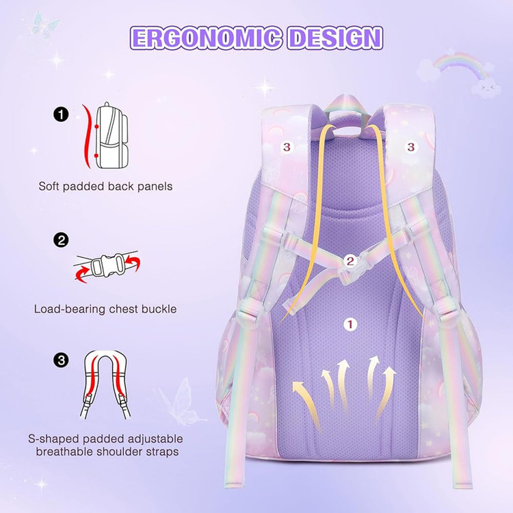 کوله پشتی مدرسه مدل در یخچالی طرح پروانه ای رنگین کمان کد 3599