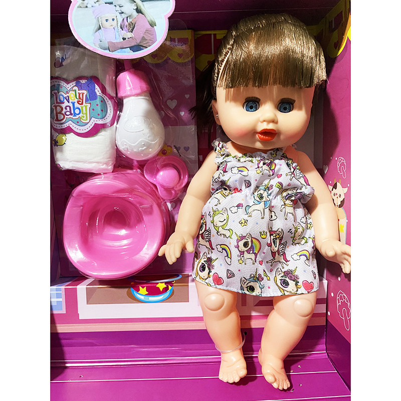 ست هدیه عروسک ارکا مدل بیبی بورن نوزاد طرح موزیکال و چراغدار کد 1299/5 ارتفاع 33 سانتی متر