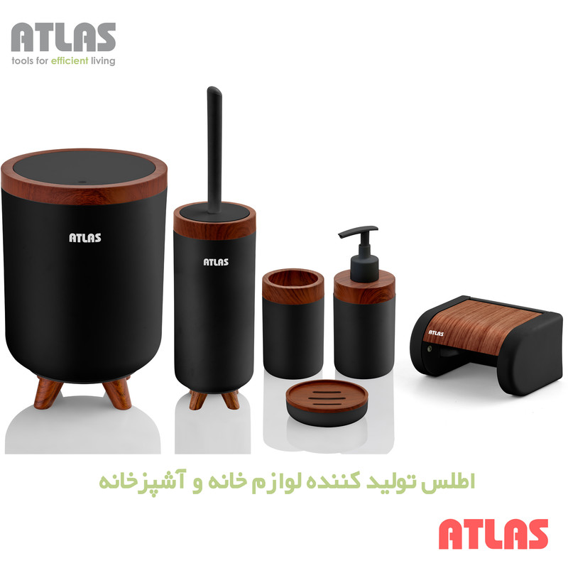 ست سرویس بهداشتی 6 تکه اطلس مدل سلین طرح چوب