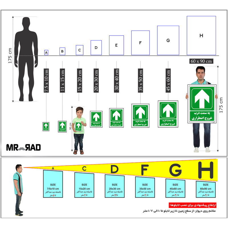 برچسب ایمنی مستر راد طرح به سمت درب خروج اضطراری مدل HSE-OSHA-140
