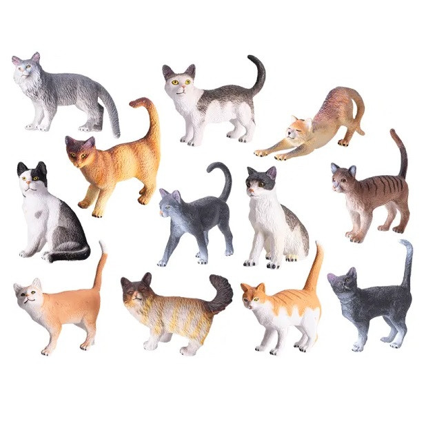 فیگور مدل گربه طرح PET کد CA952 ارتفاع 8 سانتیمتر مجموعه 12 عددی